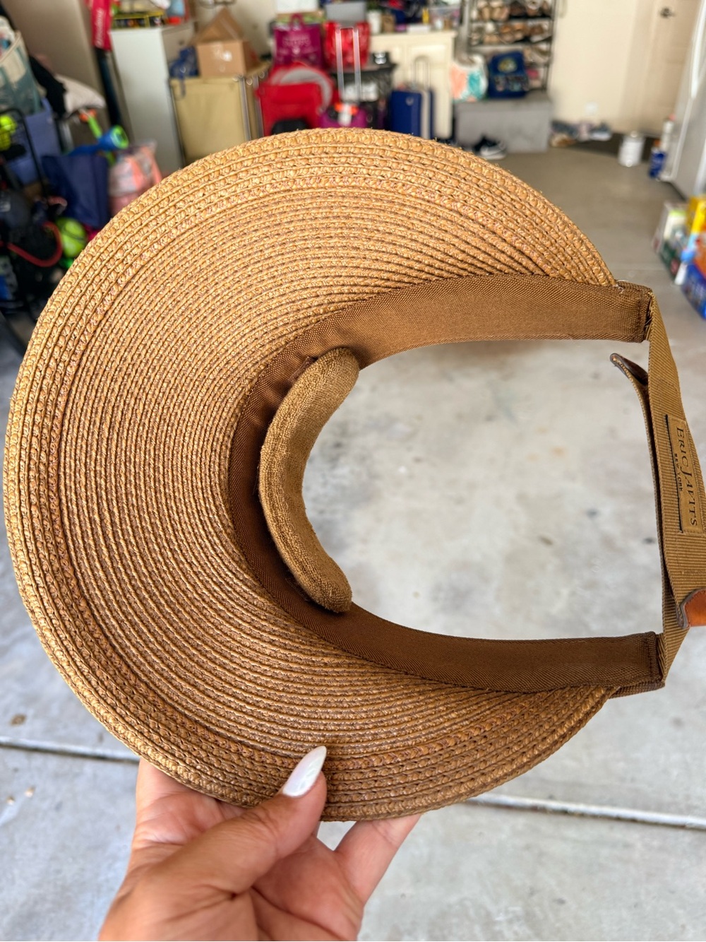 Eric Javits Wide Brim Straw Visor Sun Hat - Brown - Picture 11 of 11